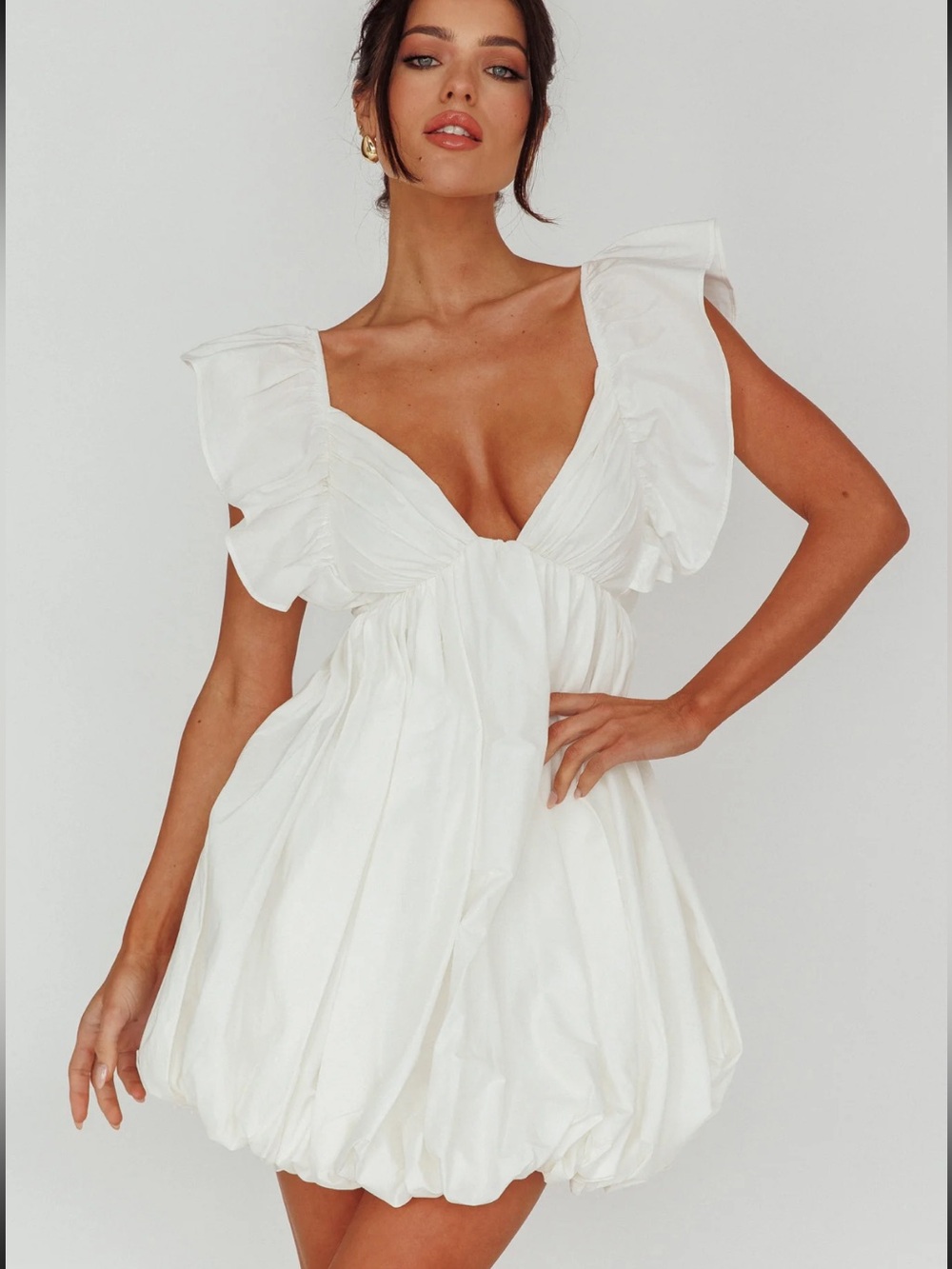 NWT Selfie Leslie Horoscope Bubble Hem Mini Dress Ivory